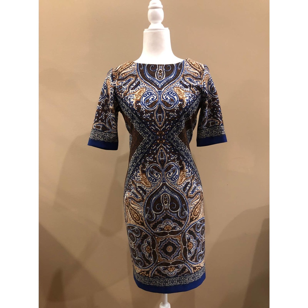 Roz & Ali Multi Color Pattern Short Sleeve Dress,… - image 1